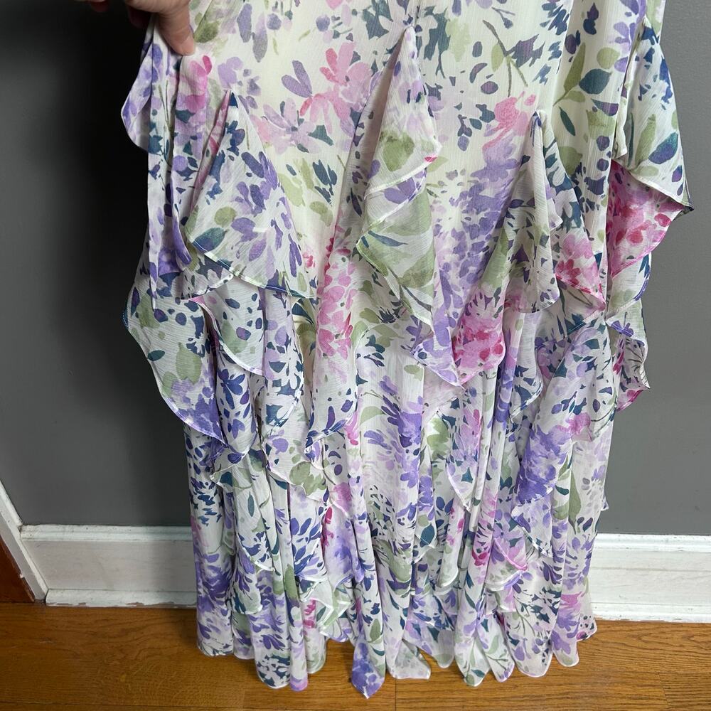 Lauren Ralph Lauren Maxi Dress Size 0 Ruffle Floral Cottagecore Feminine NWT - Picture 14 of 16
